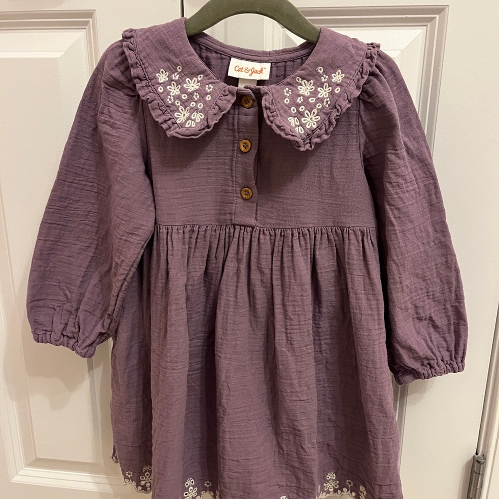 Cat & Jack Lavender Embroidered Kids Dress